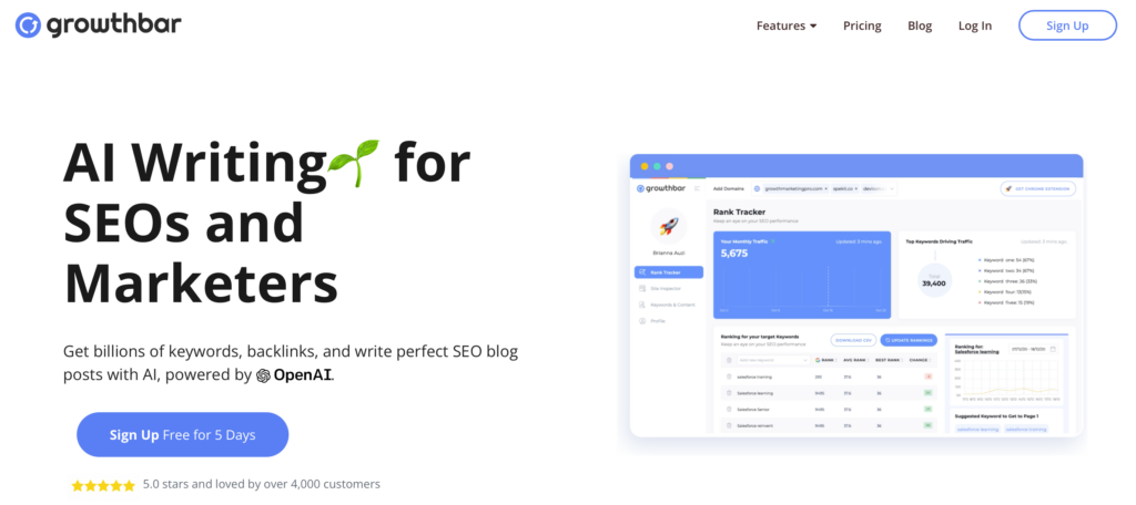 Growth Bar AI Content Writing Tools and Apps
