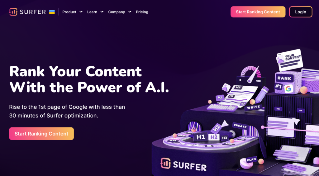 SurferSEO AI Content Writing Tools and Apps