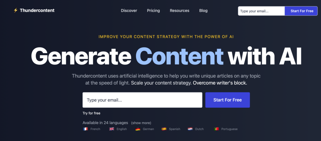 Thunder Content AI Content Writing Tools and Apps