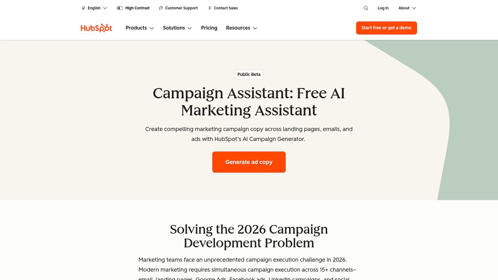 HubSpot AI (Campaign Assistant and AI features across Hubs)