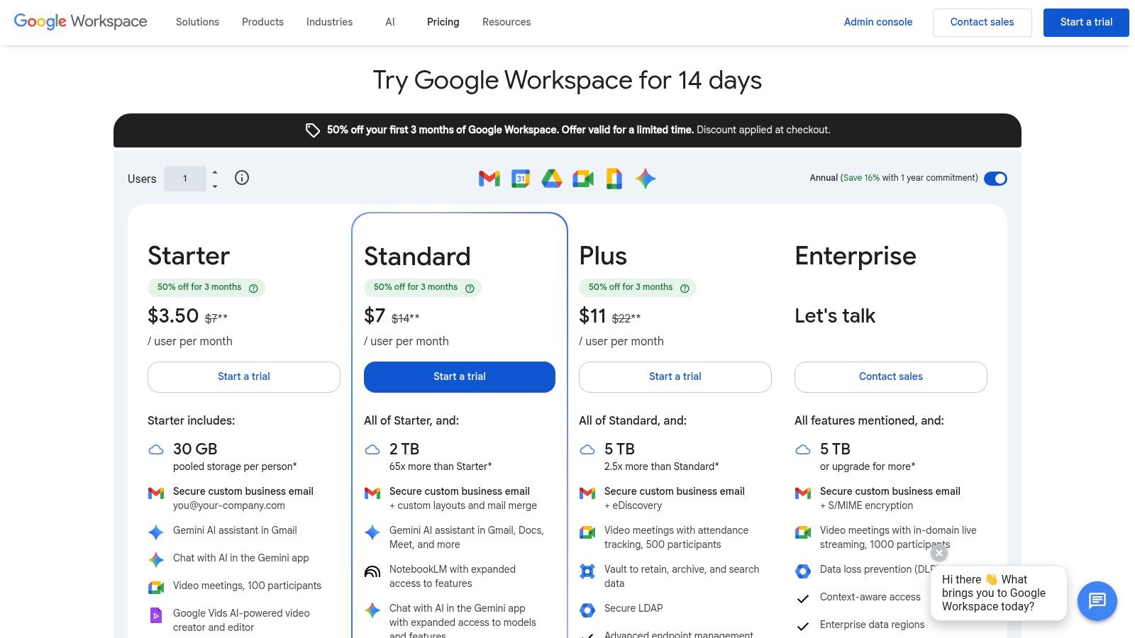 Google Gemini (Workspace & Google AI One Plans)