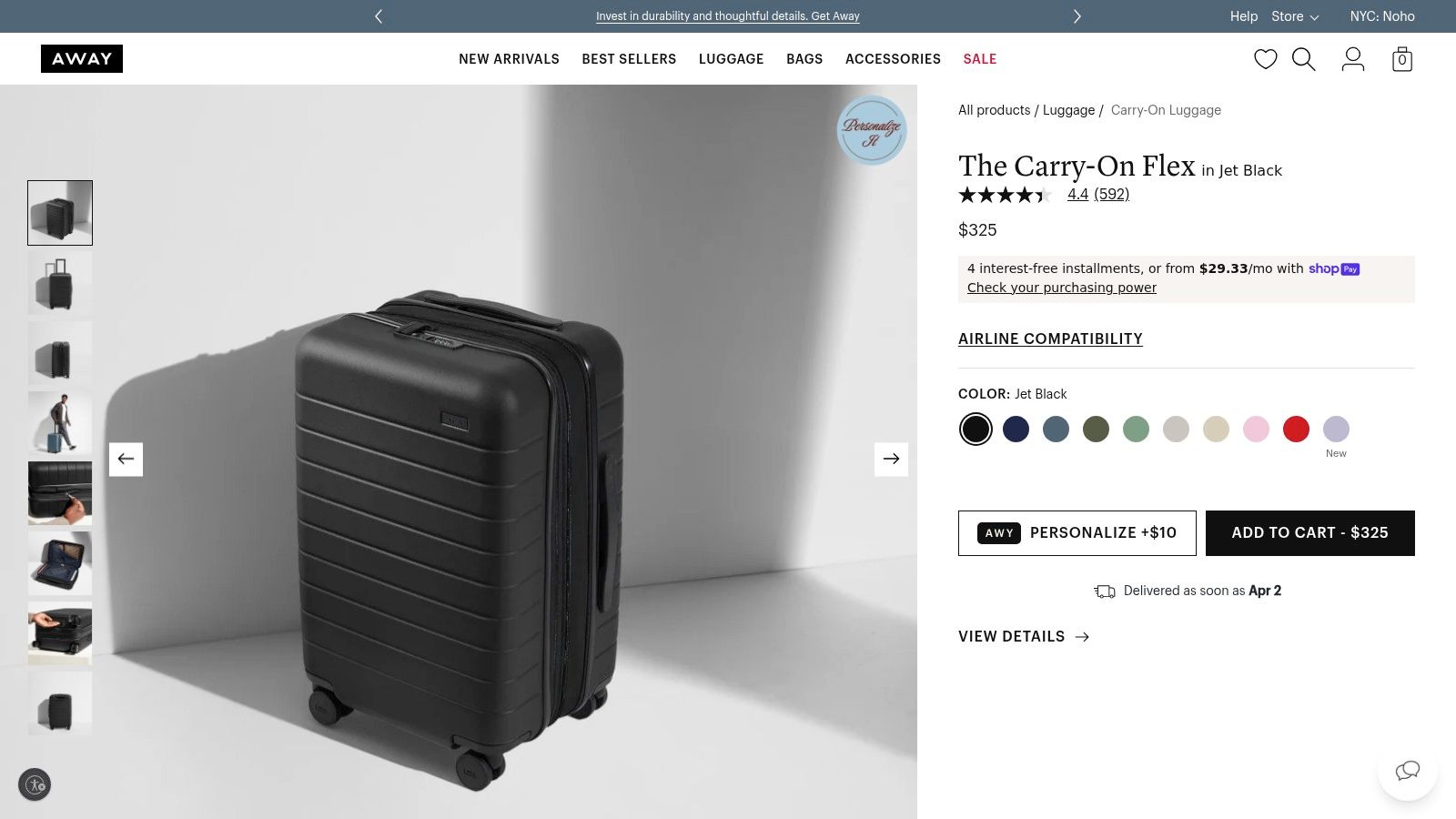 Away — “The Carry‑On Flex” product page
