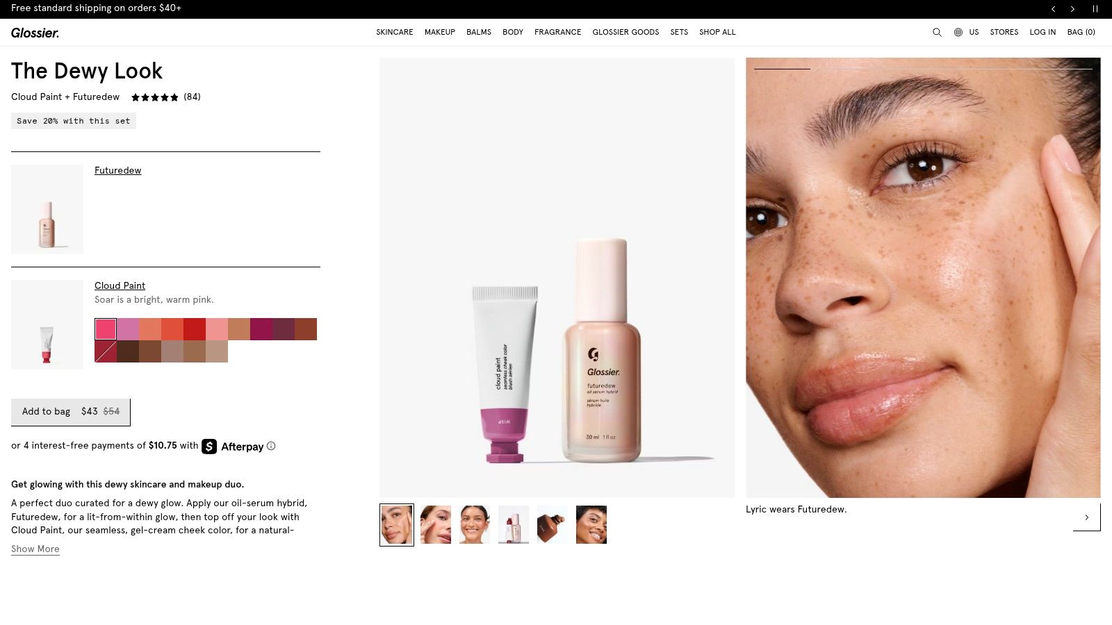 Glossier — “The Dewy Look” set page