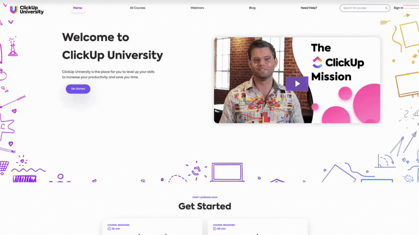 Clickup University Landing Page