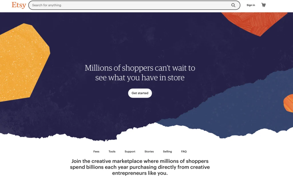 Etsy Landing Page