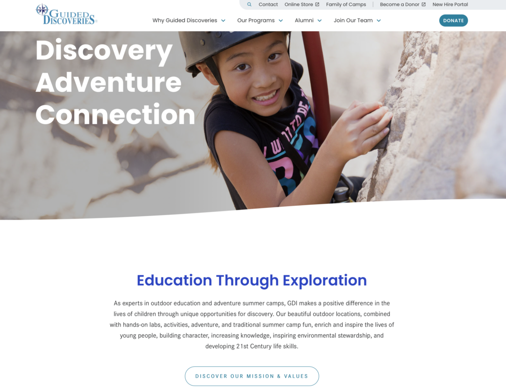 Guided Discoveries Landing Page