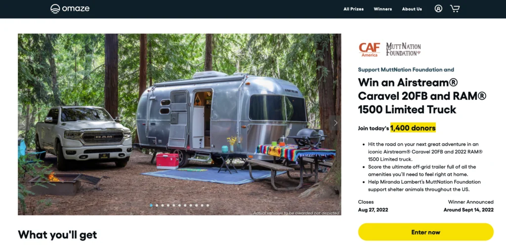 Omaze Landing Page