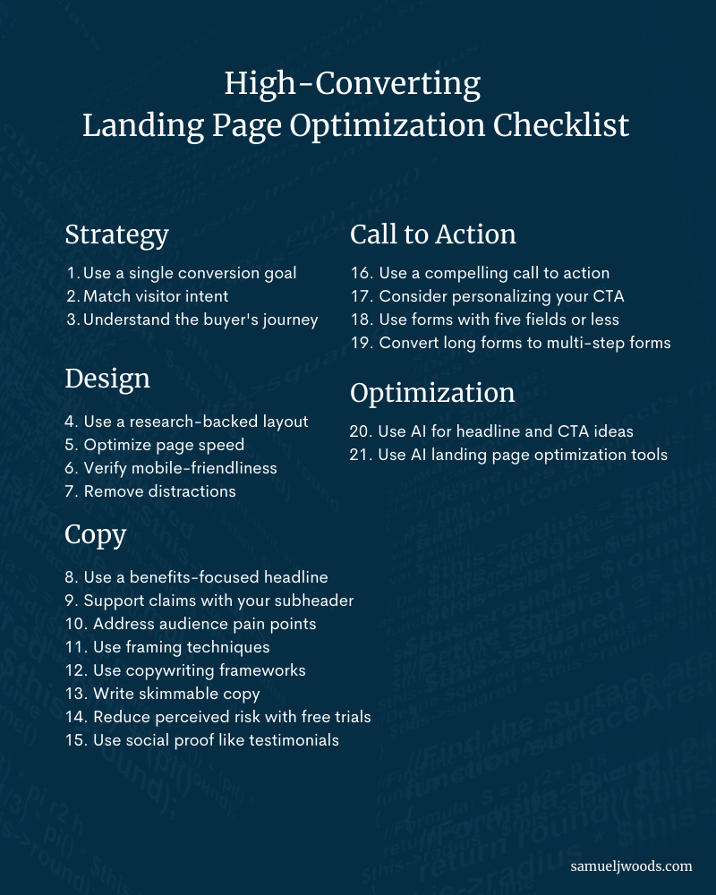 Landing page optimization checklist